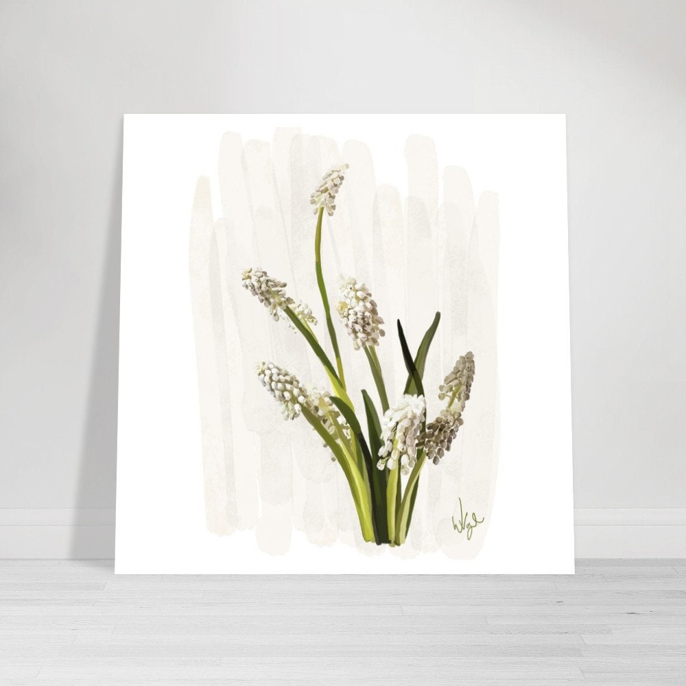 White Muscari Wildflowers | Boho Flower Market Poster