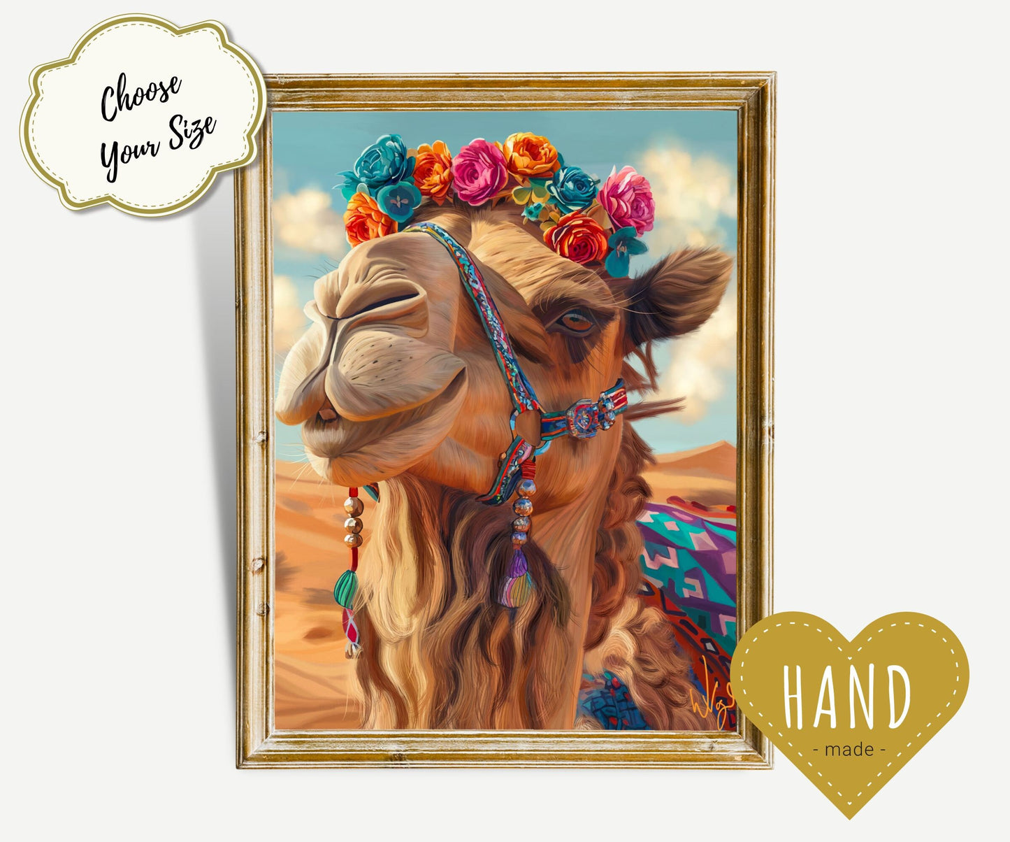 Vivid Boho Moroccan Camel Portrait | Framed Art Print
