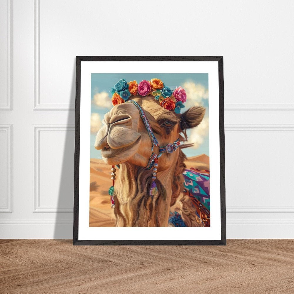 Vivid Boho Moroccan Camel Portrait | Framed Art Print