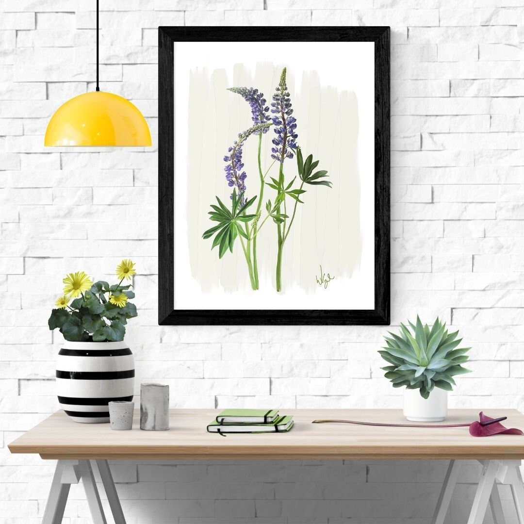 Vintage Purple Lupine Flower | Framed Botanical Art Print