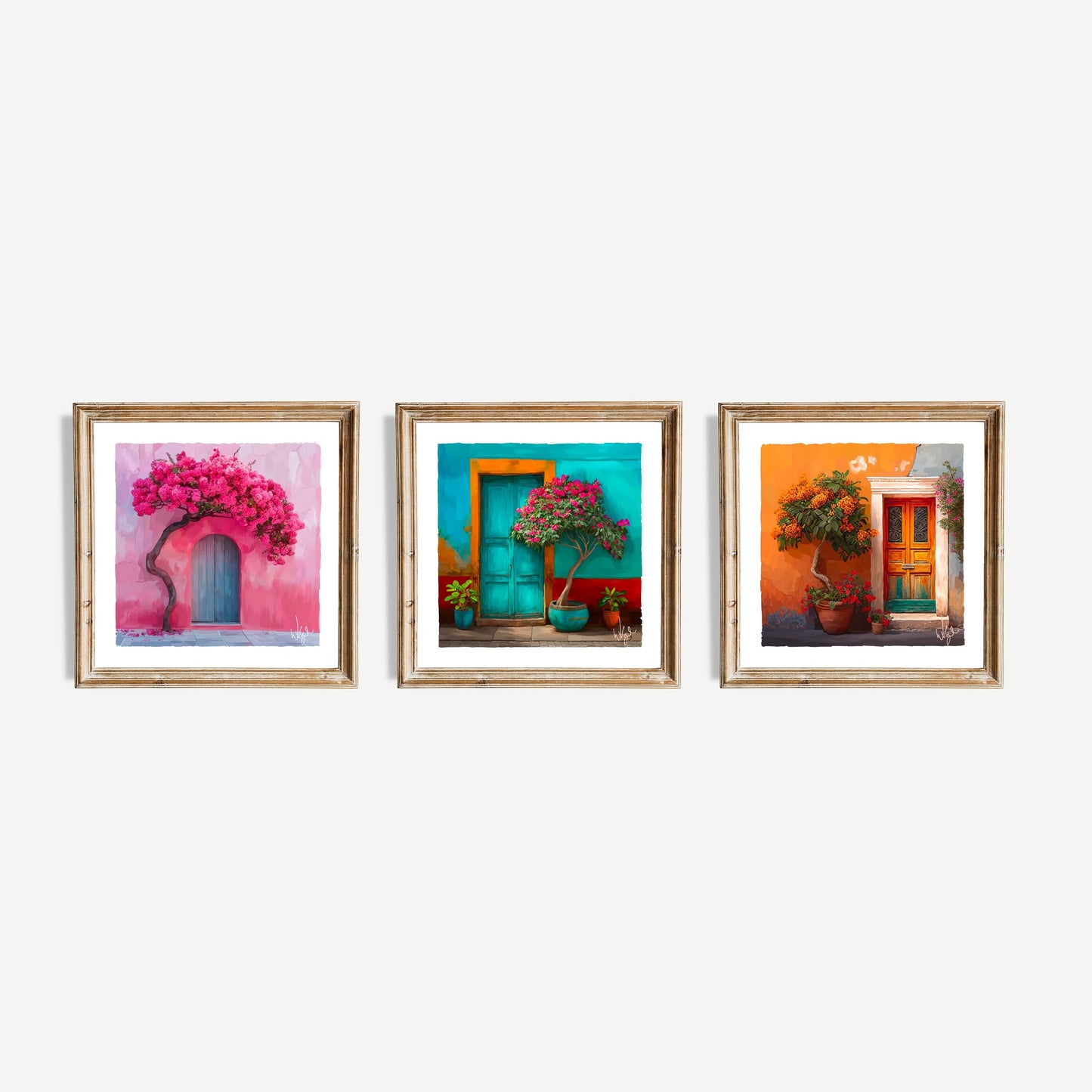 Turquoise and Red Mexican Door Painting | Framed Maximalist Art Print