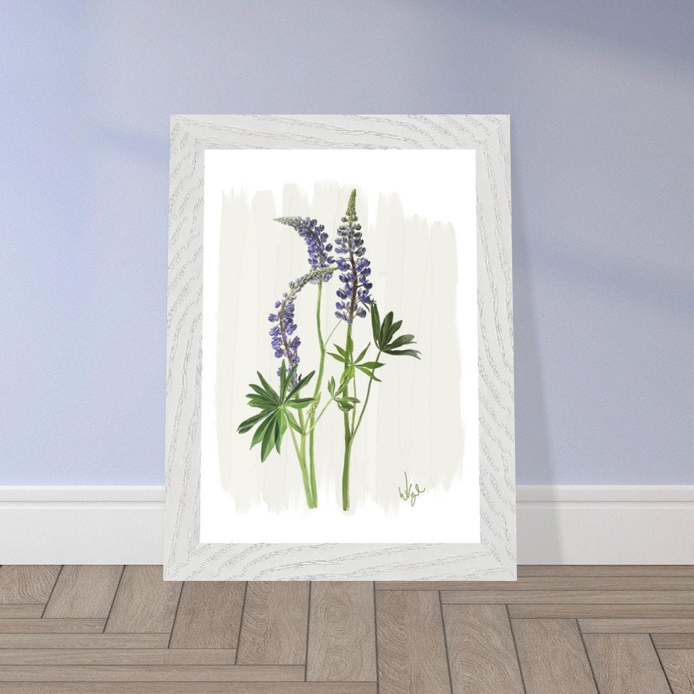 Vintage Purple Lupine Flower | Framed Botanical Art Print
