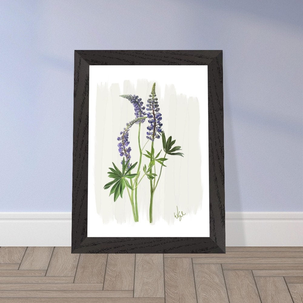 Vintage Purple Lupine Flower | Framed Botanical Art Print