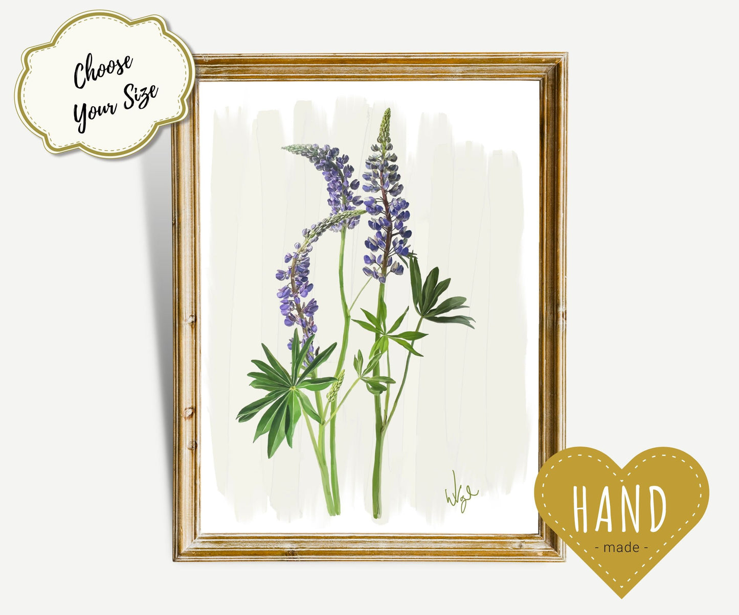 Vintage Purple Lupine Flower | Framed Botanical Art Print