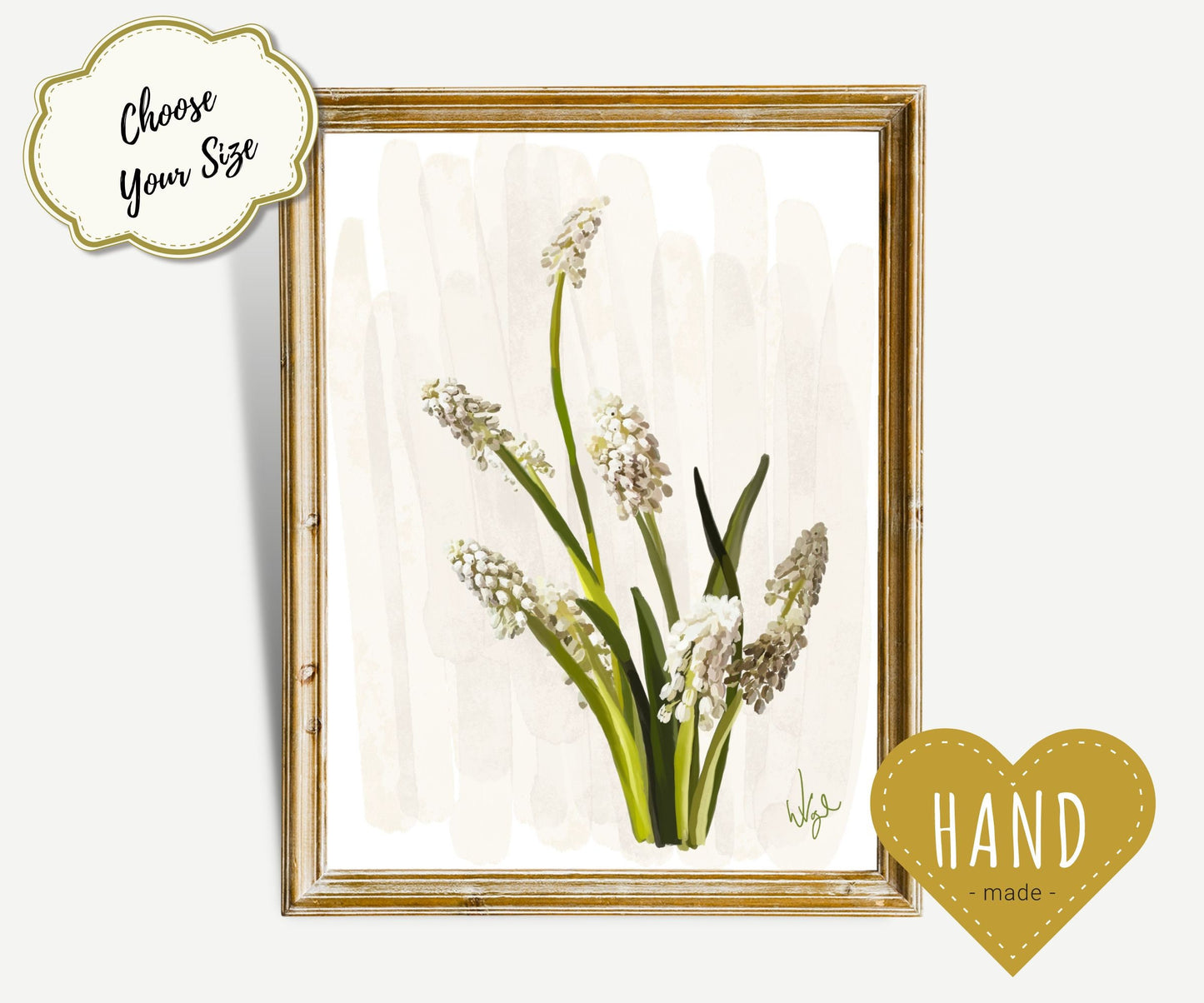White Muscari Wildflowers | Boho Flower Market Poster