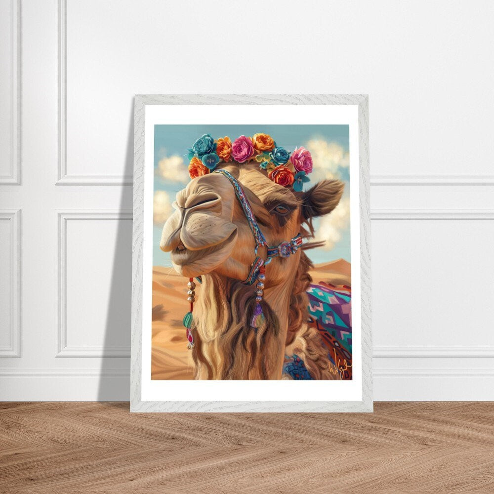 Vivid Boho Moroccan Camel Portrait | Framed Art Print