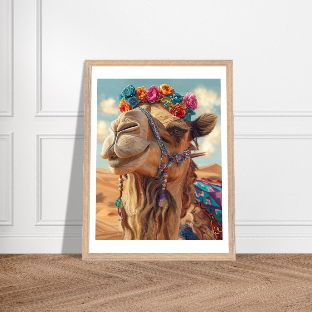 Vivid Boho Moroccan Camel Portrait | Framed Art Print
