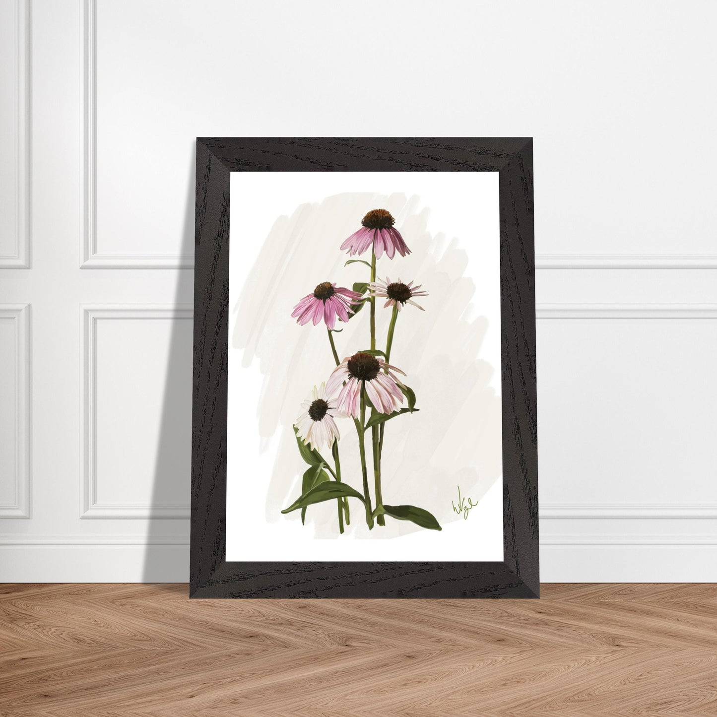 Boho Pink Echinacea Cone Flower | Framed Botanical Art Print