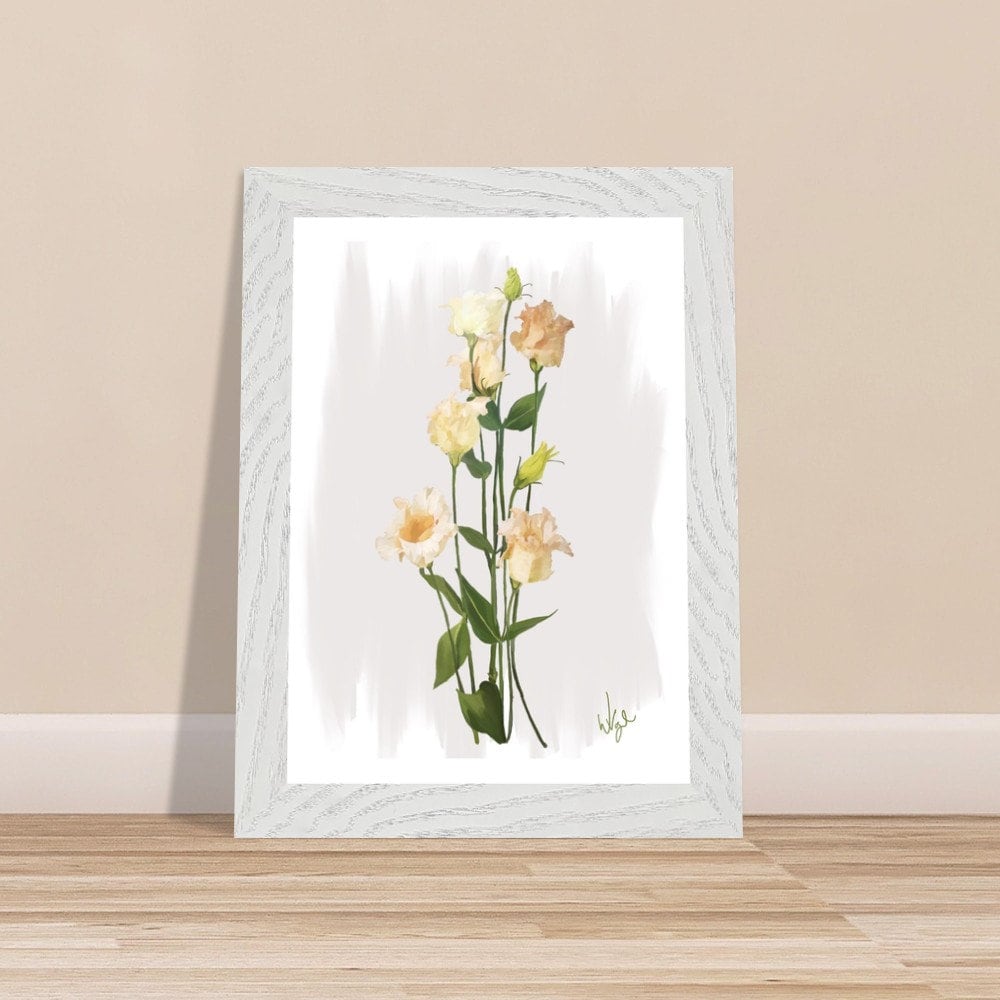 Vintage Pink Lisianthus Wildflower | Framed Botanical Art Print