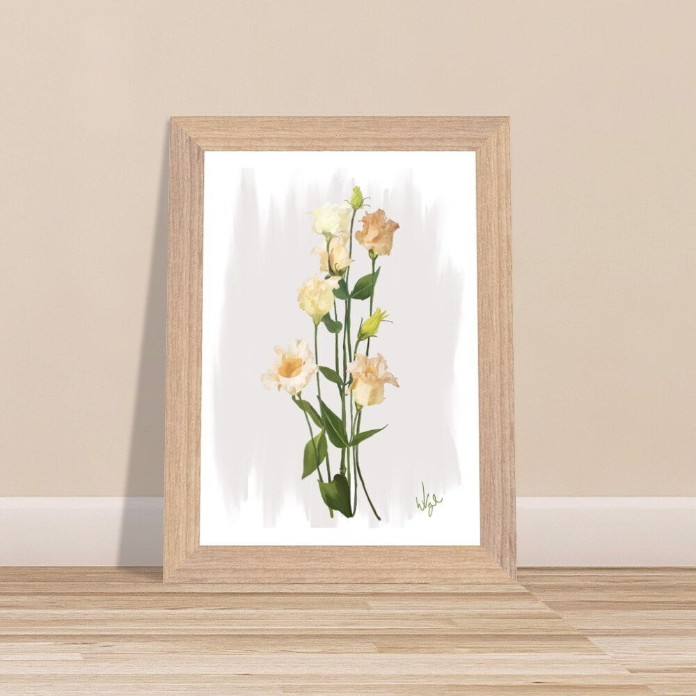 Vintage Pink Lisianthus Wildflower | Framed Botanical Art Print