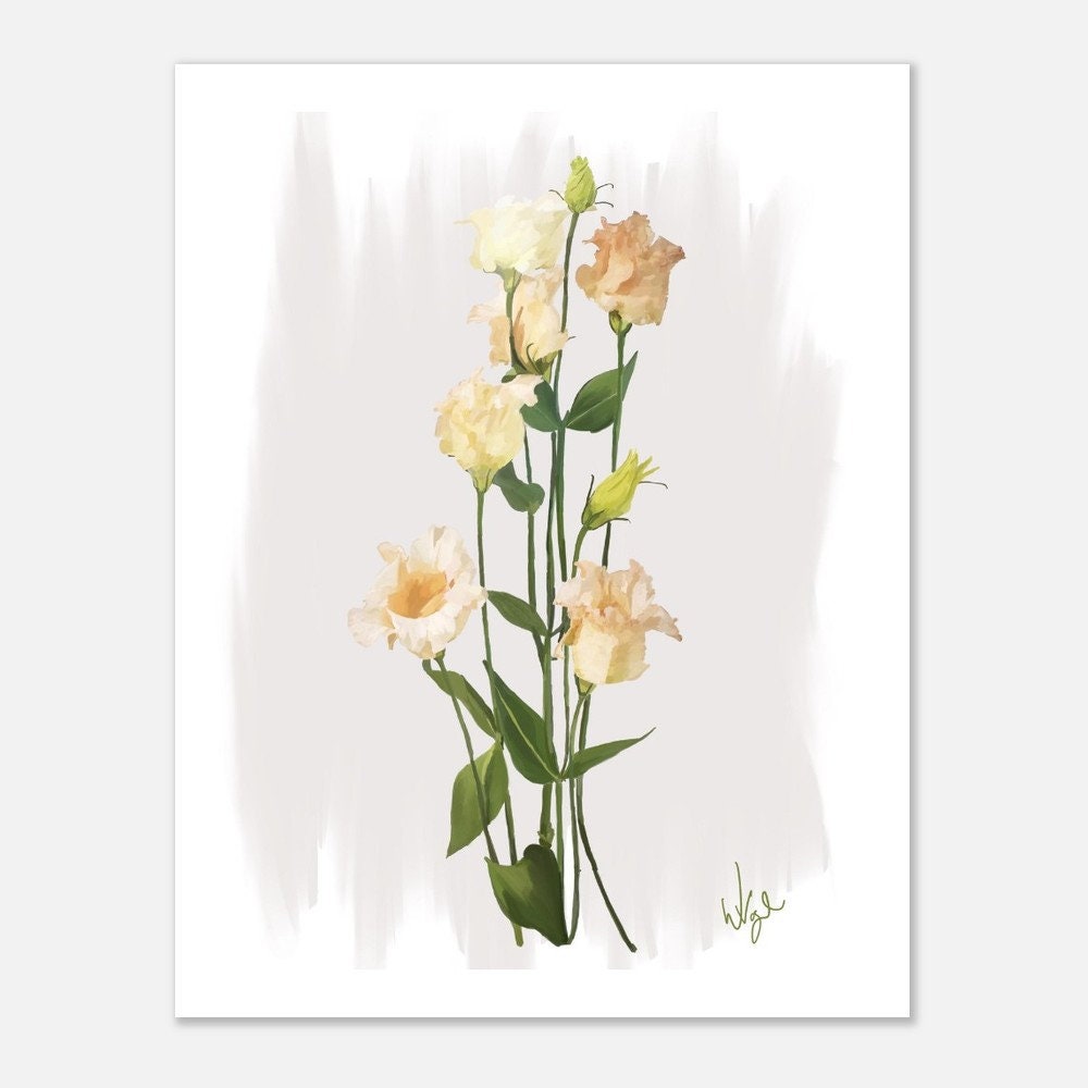 Boho Peach Lisianthus Flower | Boho Flower Market Poster
