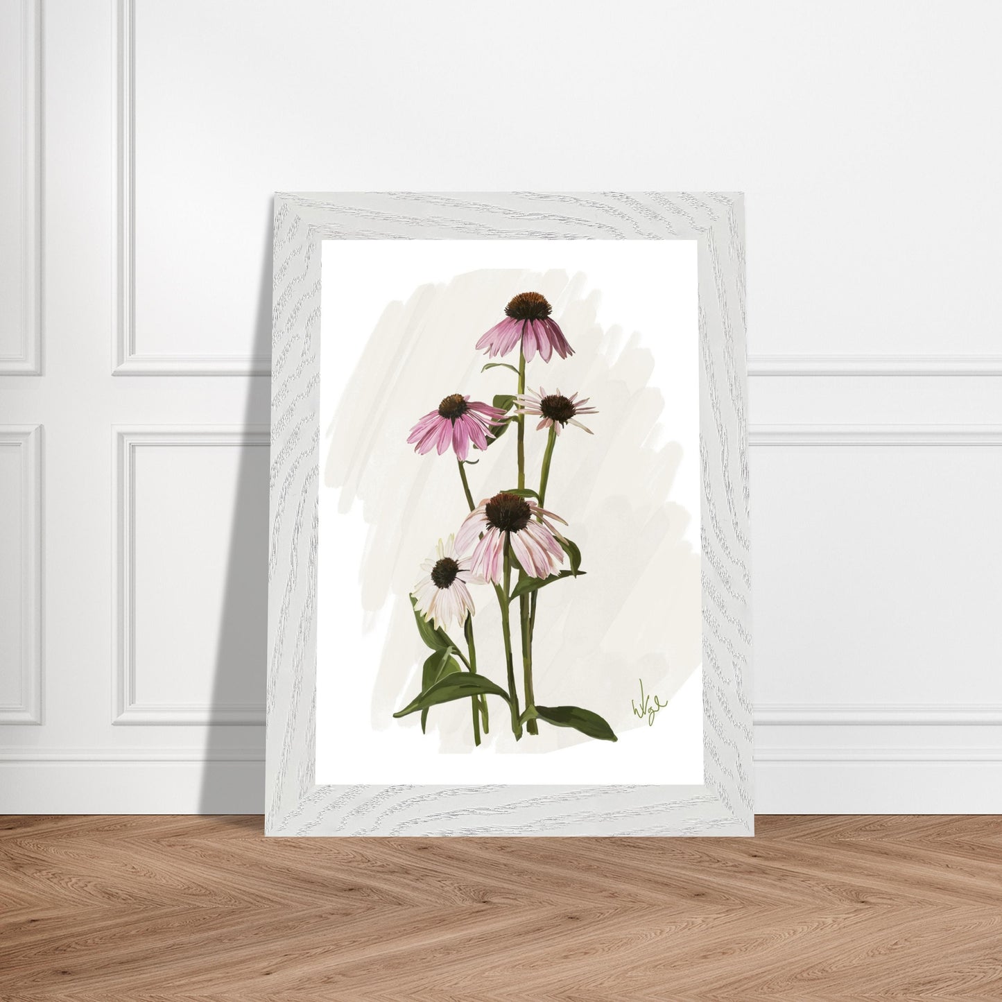Boho Pink Echinacea Cone Flower | Framed Botanical Art Print