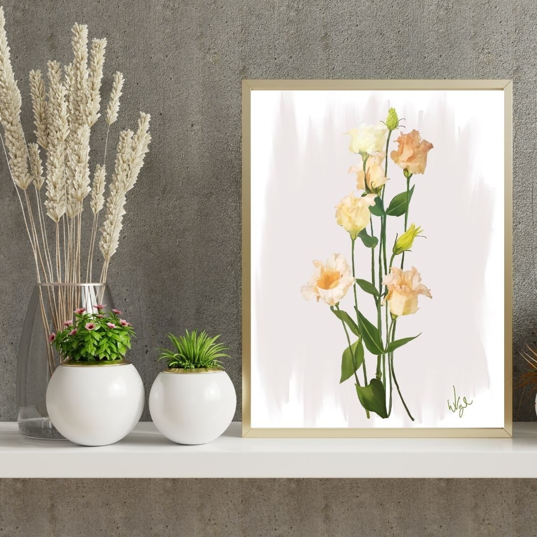Vintage Pink Lisianthus Wildflower | Framed Botanical Art Print