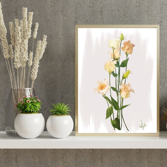 Boho Peach Lisianthus Flower | Boho Flower Market Poster