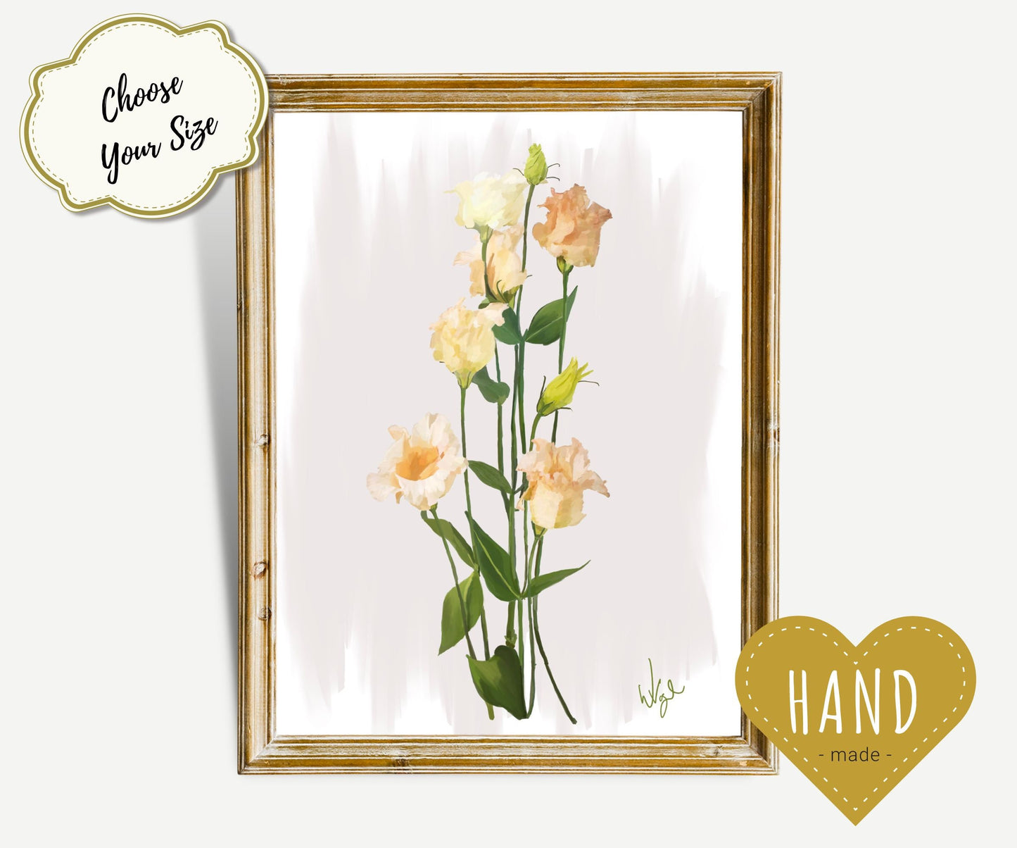 Boho Peach Lisianthus Flower | Boho Flower Market Poster