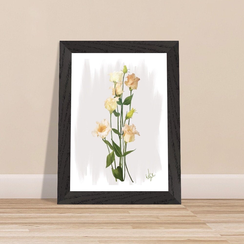 Vintage Pink Lisianthus Wildflower | Framed Botanical Art Print